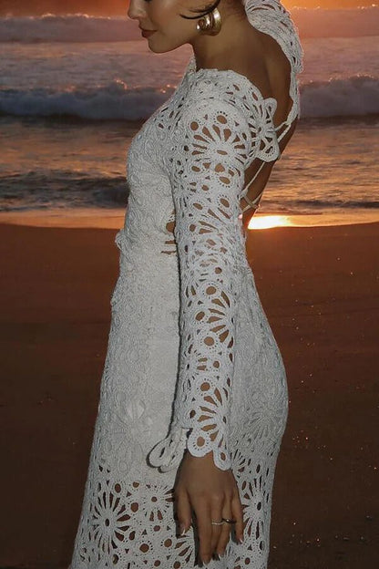 Vestido largo con espalda de crochet y cordones Forever Sunsets