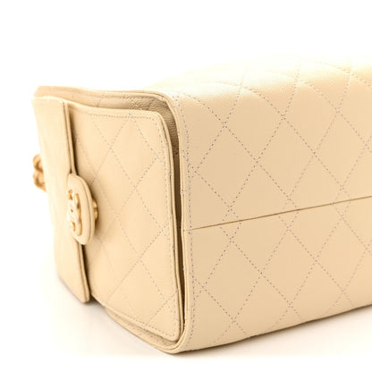 Caviar Quilted Small Chanel 25 Handbag Beige