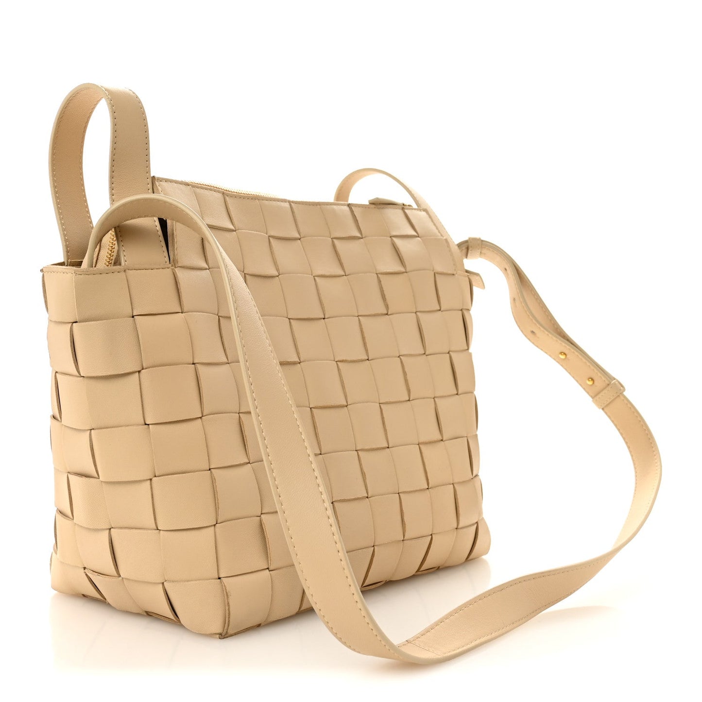 Lambskin Maxi Intrecciato Bowling Cassette Shoulder Bag Porridge