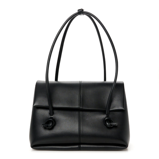 Calfskin Medium Falcon Shoulder Bag Black