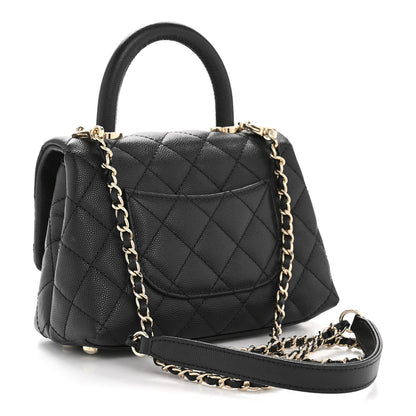 Caviar Quilted Extra Mini Coco Handle Flap Black