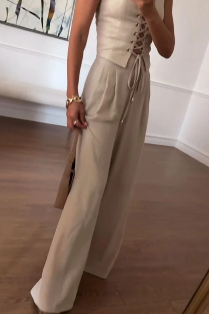 Conjunto de dos piezas de top y pantalón de tiras para mujer Commuter All-Match