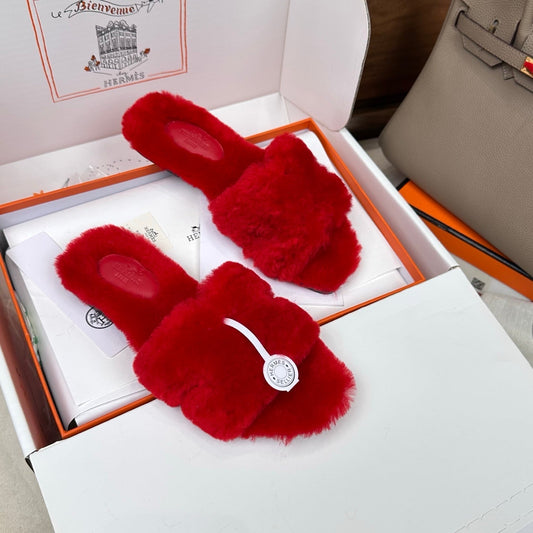 HM Oran Sandal Red Wool Velvet 598193