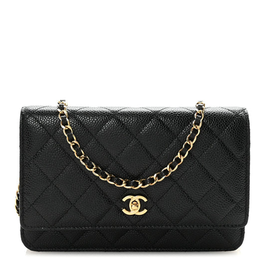 Caviar Quilted CC Turnlock Wallet On Chain WOC Black