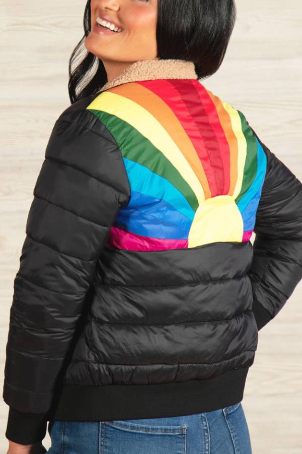 Chaqueta aislante de rayas retro Chasing Rainbows