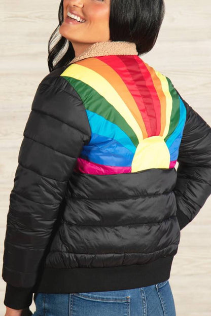 Chaqueta aislante de rayas retro Chasing Rainbows