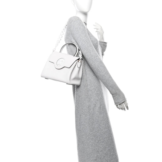 Calfskin Medium La Medusa Top Handle Handbag Optical White