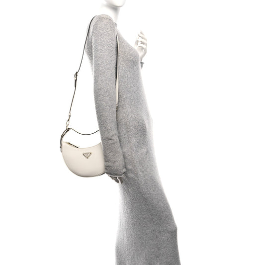 Soft Calfskin Arque Shoulder Bag White