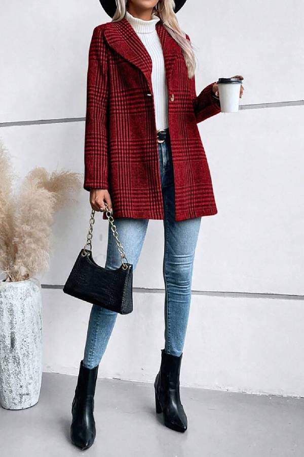 Chaqueta de manga larga con cuello a cuadros de Style Collection