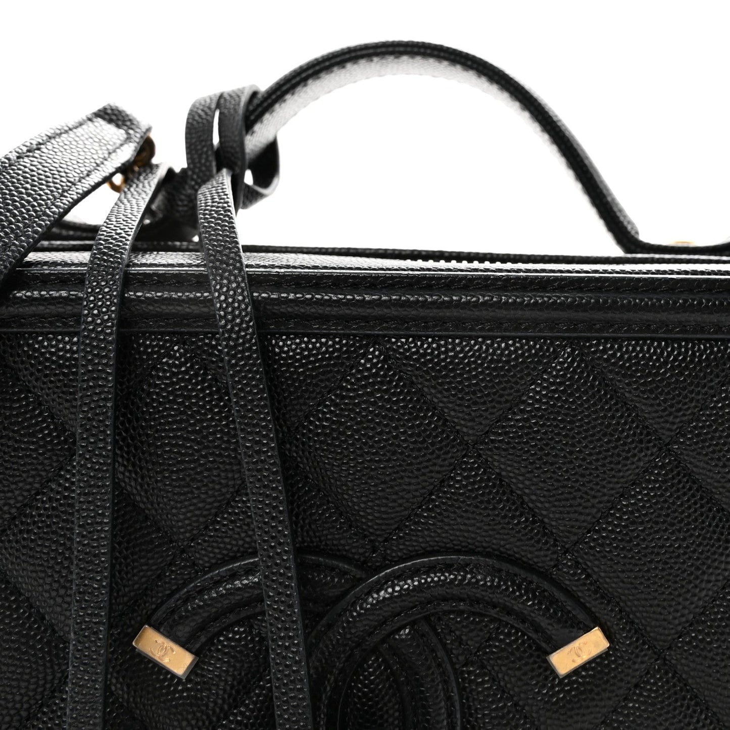 Caviar Quilted Medium CC Filigree Vanity Case Black