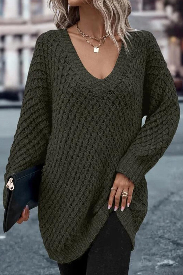 Suéter oversize de algodón con hombros caídos y unicolor