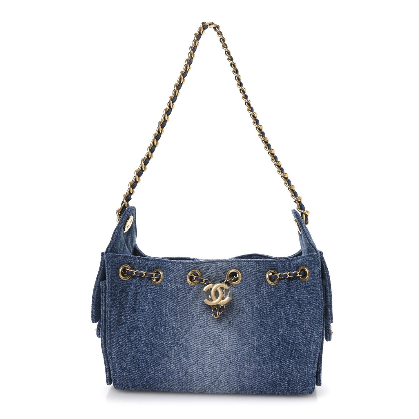 Washed Denim Quilted Mini Chanel 25 Handbag Blue
