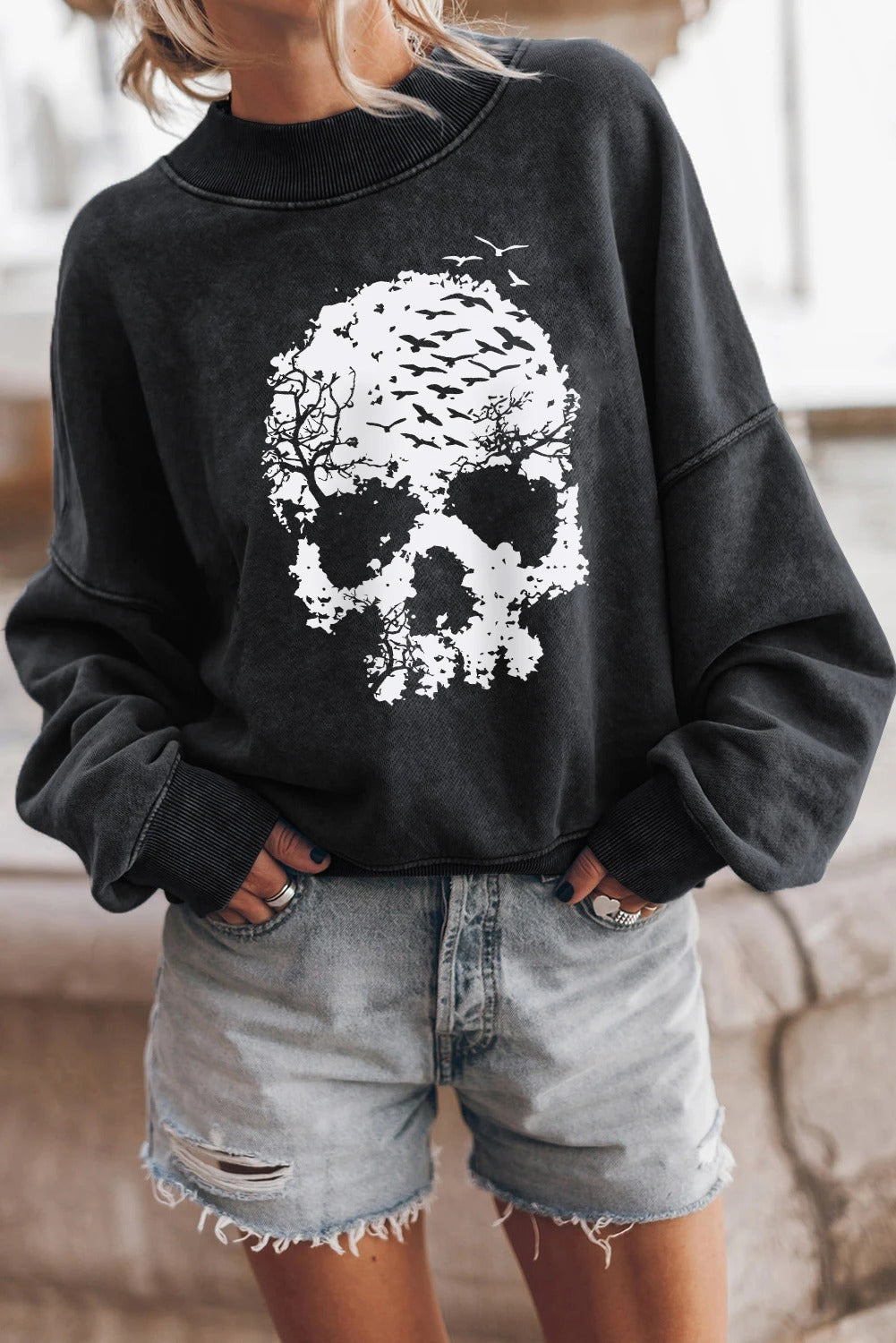 Sudadera lavada con hombros caídos