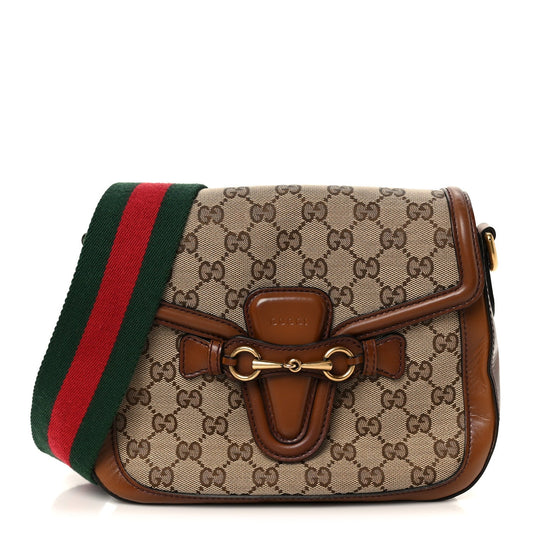 Monogram Medium Lady Web Shoulder Bag Beige Cuir