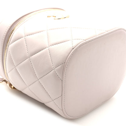Lambskin Quilted Trendy Vanity Case Lilac