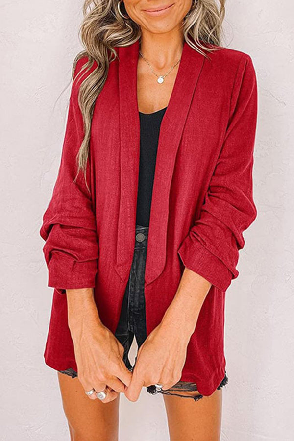 Chaqueta de punto con solapa lisa y bolsillo falso