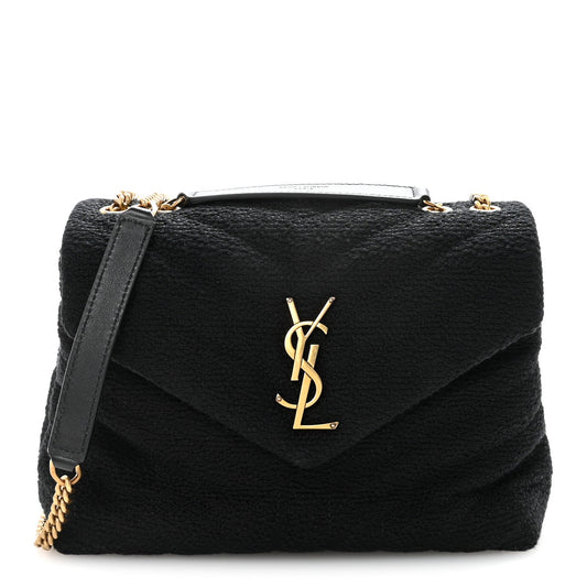 Canvas Y Quilted Monogram Small Loulou Chain Satchel Black