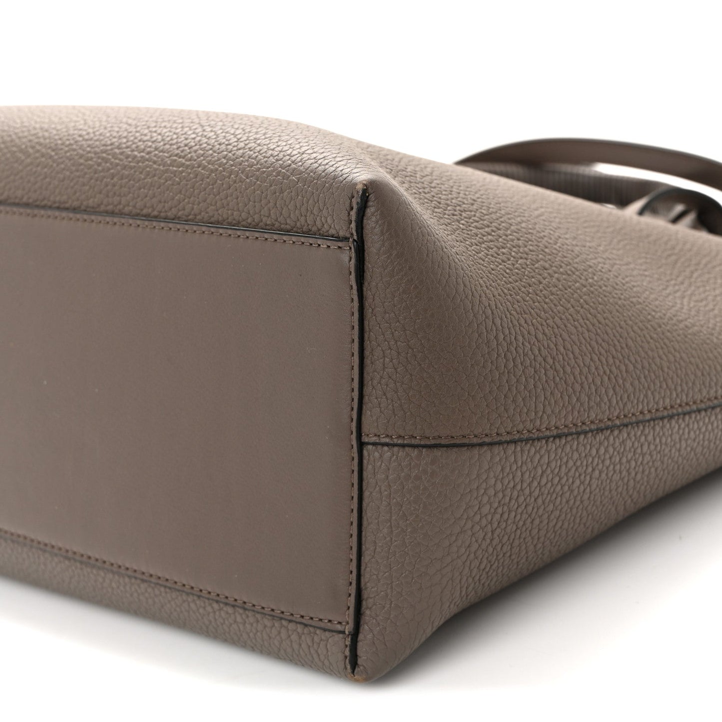 Grained Calfskin Small Anagram Tote Dark Taupe