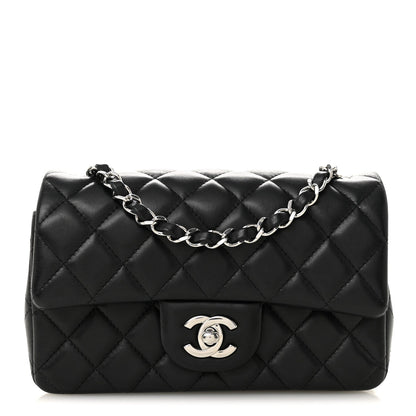 Lambskin Quilted Mini Rectangular Flap Black