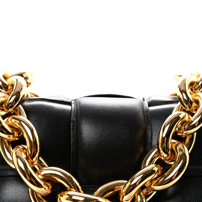 Lambskin Maxi Intreccio Padded Chain Cassette Crossbody Bag Black