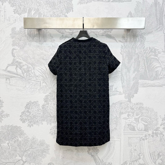 Dior 2025 Short Macrocannage Dress Black Cotton