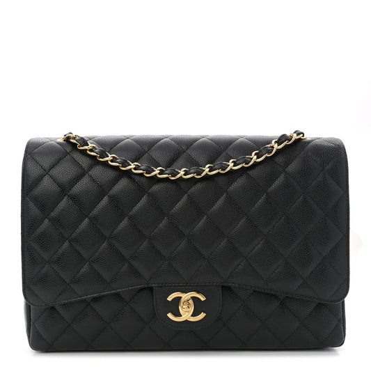 Caviar Quilted Maxi Double Flap Black