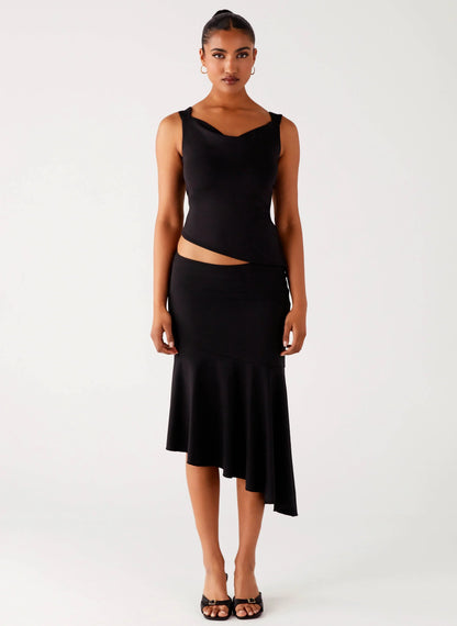 Wonderlust Cowl Top - Black