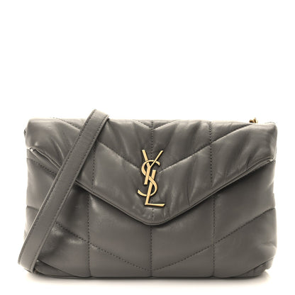 Lambskin Quilted Toy Loulou Puffer Monogram Chain Satchel Fog