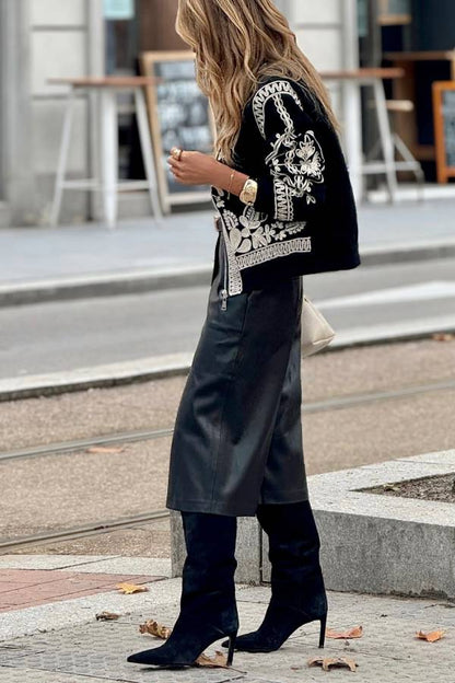 Chaqueta bomber negra de gran tamaño