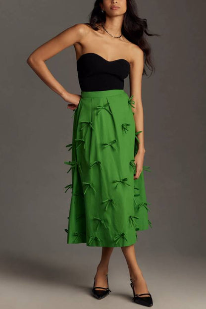 Falda midi con lazos