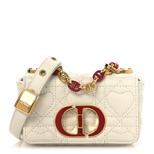 Calfskin Heart Cannage Dioramour Micro Bag Latte