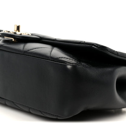 Lambskin Quilted Resin Bi-Color Chain Flap Bag Black