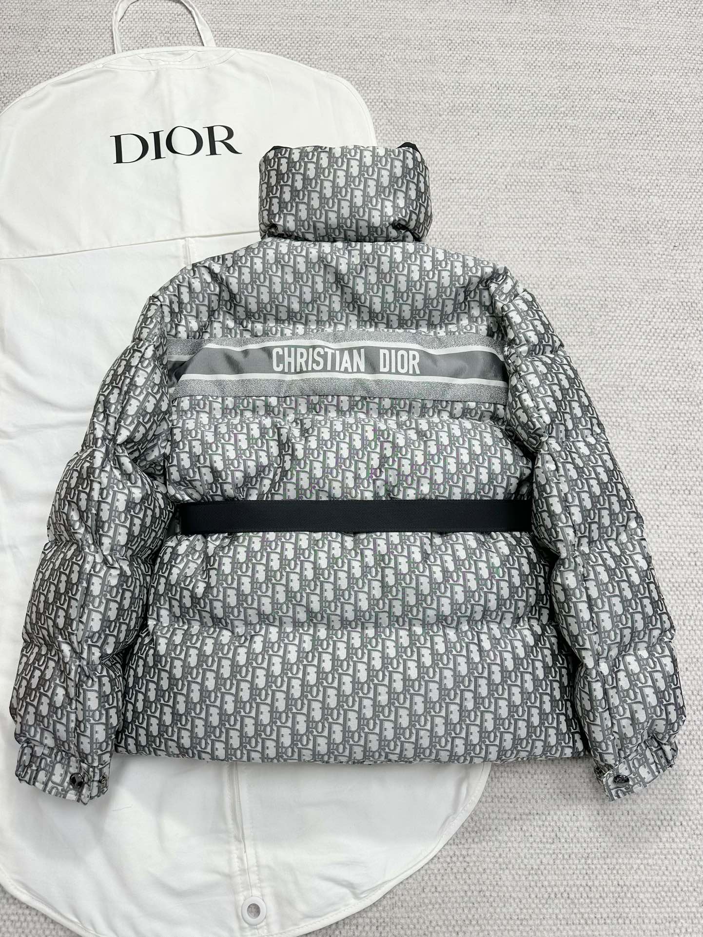 CD Alps Belted Puffer Jacket Gray Polyester