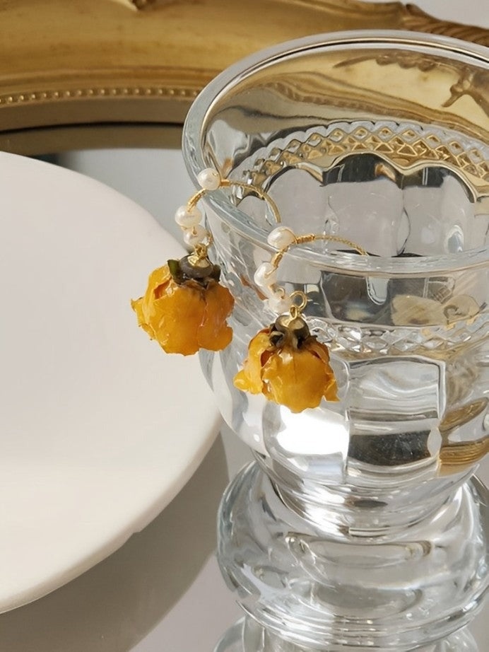 Pendientes de rosa naranja - Hannah 