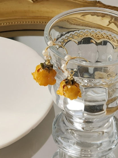 Pendientes de rosa naranja - Hannah 
