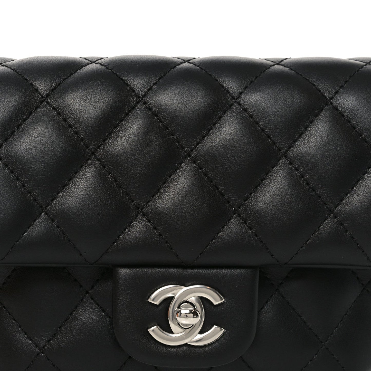 Calfskin Quilted CC Uniform Flap Belt Bag Black