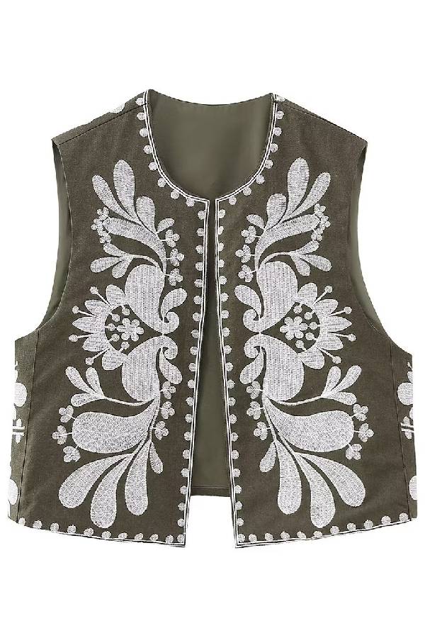 Chaqueta bordada sin mangas 