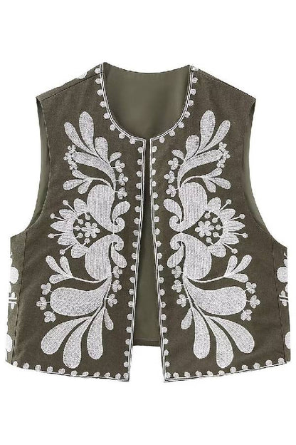 Chaqueta bordada sin mangas 