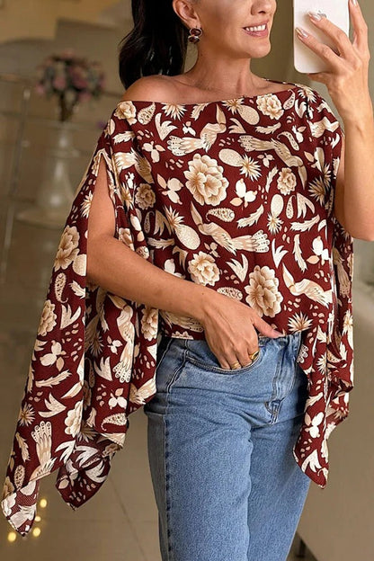 Blusa holgada con mangas murciélago y estampado único de Lisette (incluye top de tubo)