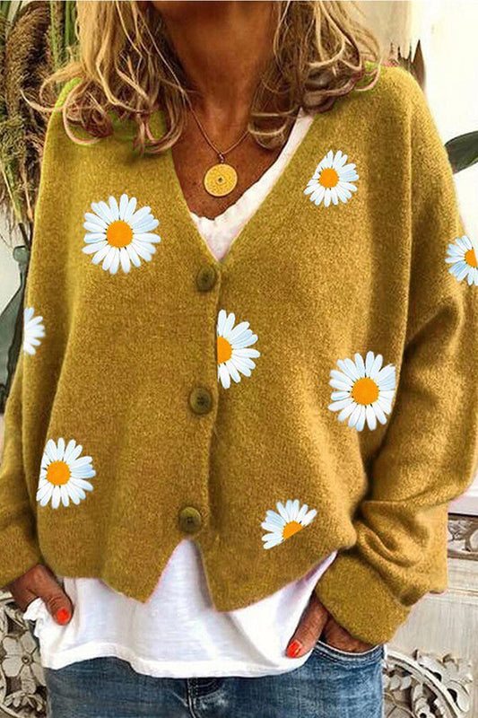Cárdigan de mujer con estampado de crisantemo