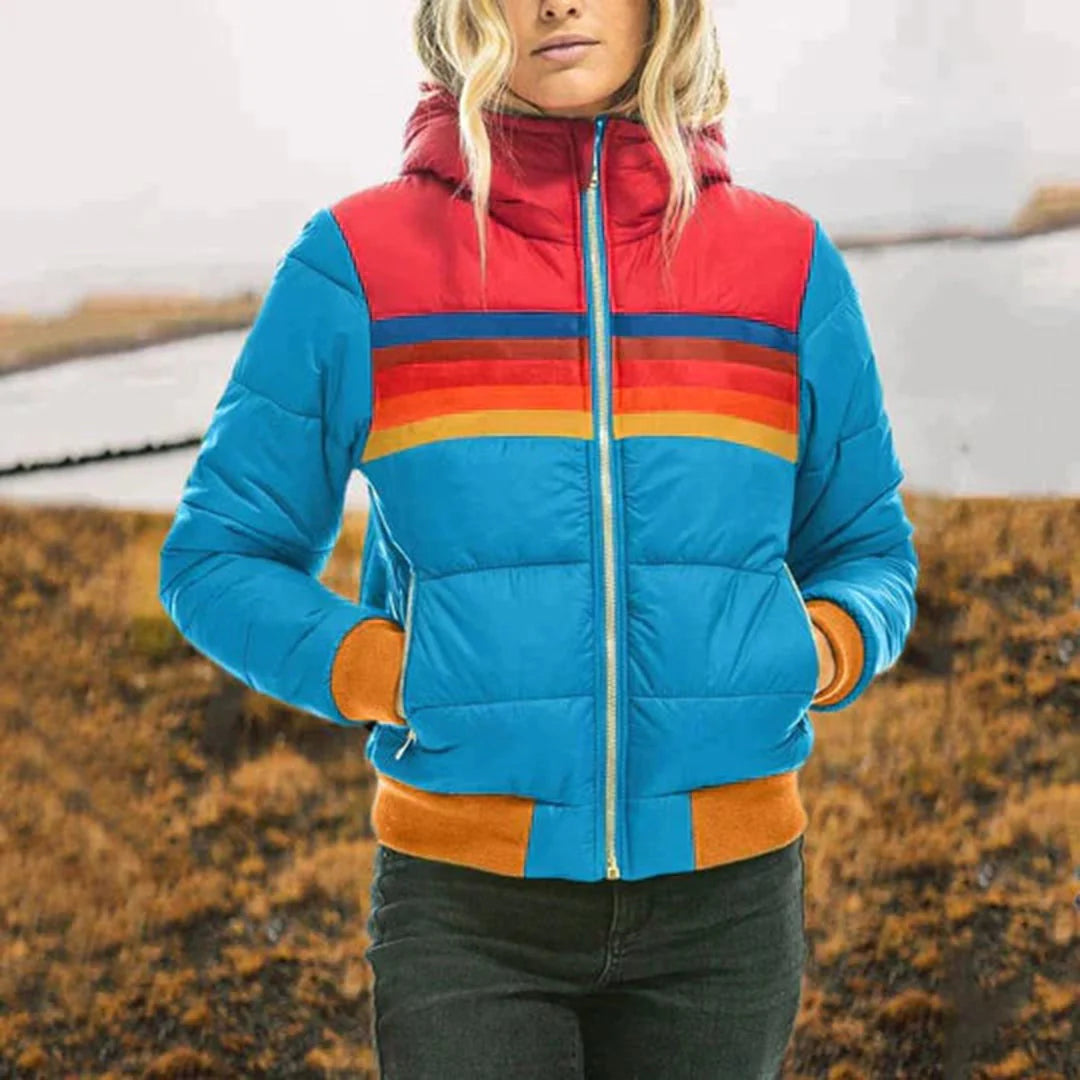 Abrigo informal de invierno con capucha y manga larga con costuras