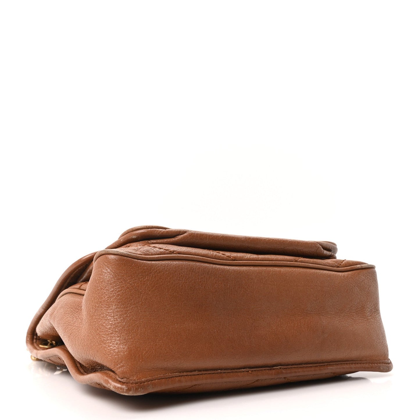 Crinkled Calfskin Matelasse Monogram Medium Niki Chain Satchel Caramel