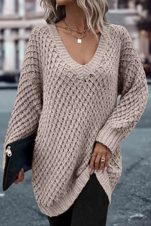 Suéter oversize de algodón con hombros caídos y unicolor