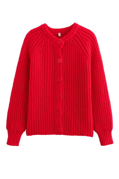 Chaqueta de punto de manga larga tipo cárdigan de color liso 