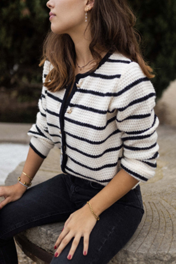 Chaqueta de cuello redondo a rayas MINERVA