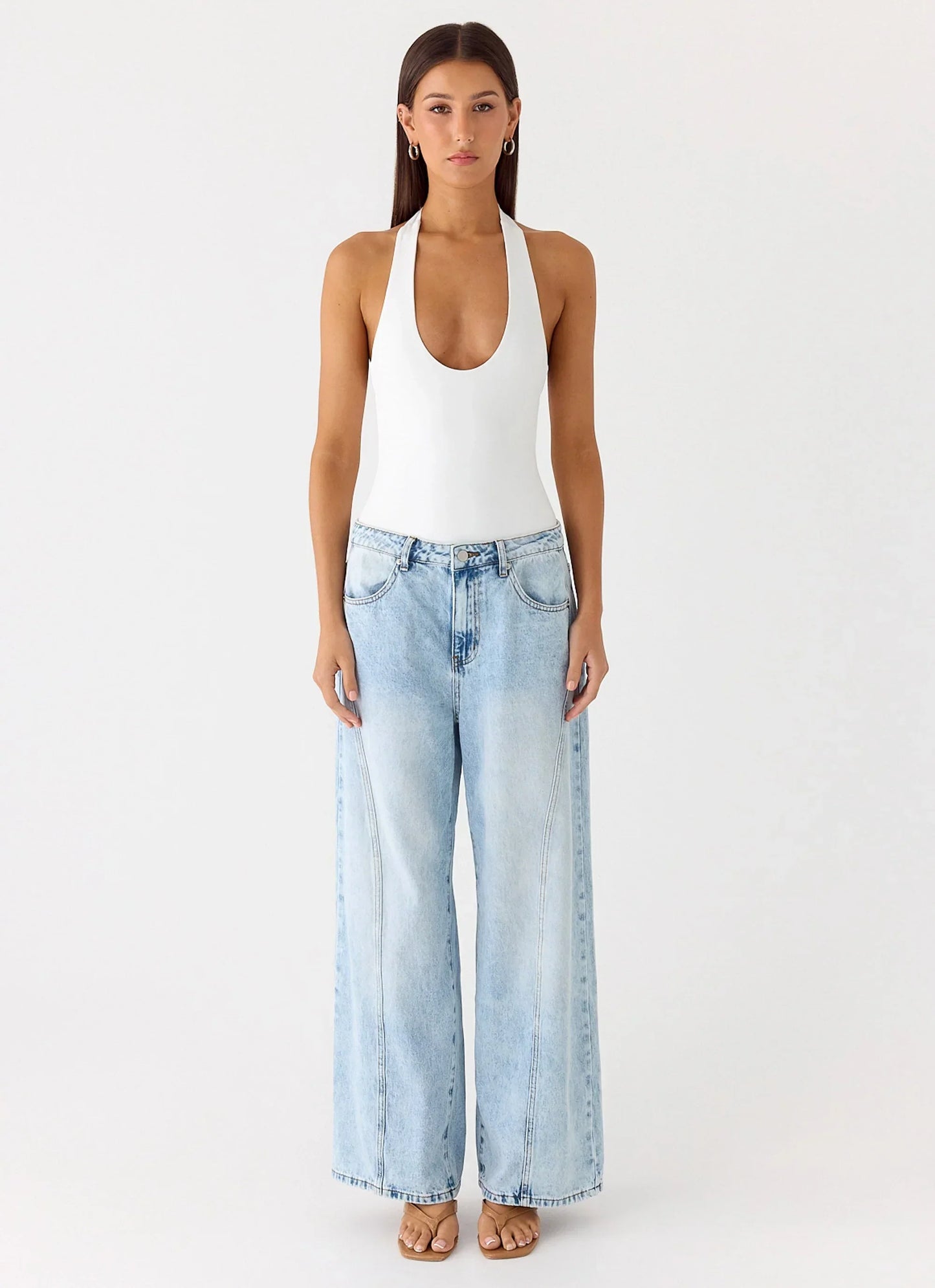 Set The Scene Halter Bodysuit - White