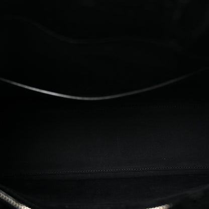 Shiny Calfskin Crocodile Embossed Small Manhattan Shopper Tote Black