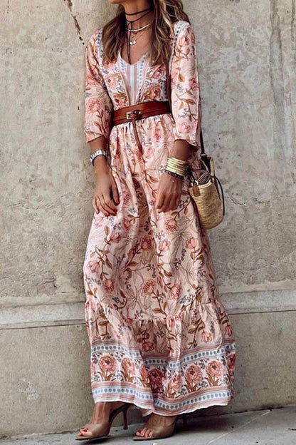 Vestido largo con estampado floral bohemio