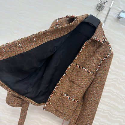 CC 25 Tweed Jacket Brown Wool Cotton Viscose