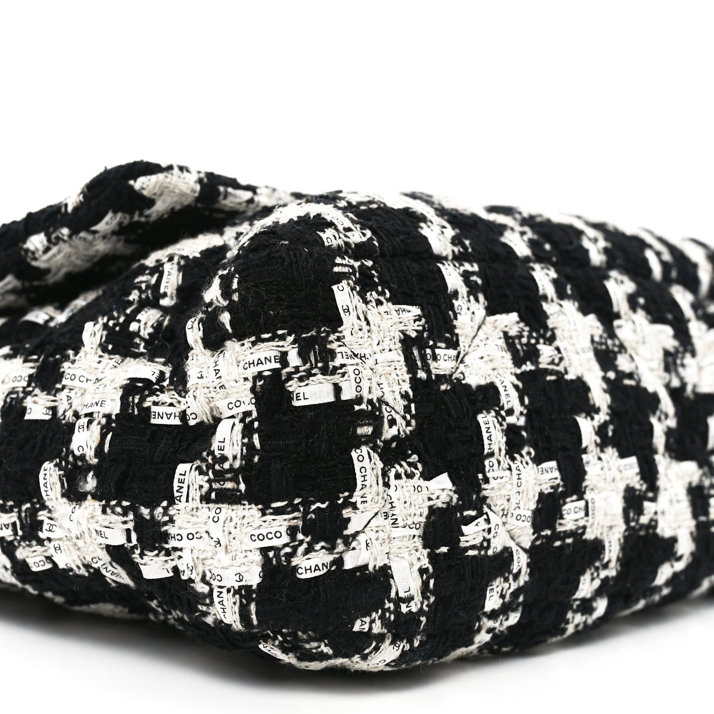 Tweed Quilted Large Chanel 19 Flap Black Ecru White